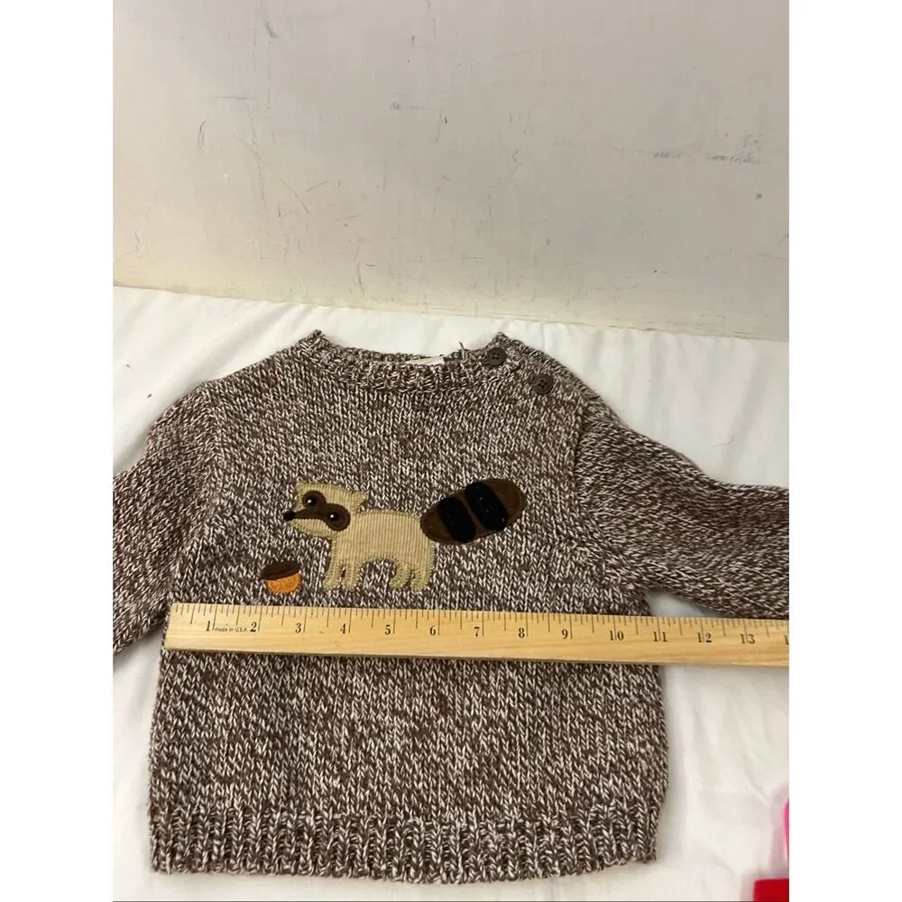 Gymboree boys sweater‎ size 18-24m brown raccoon rn#70530